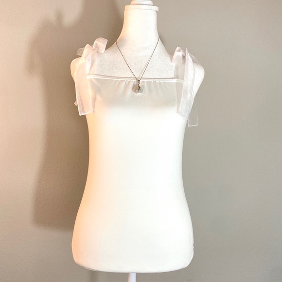 Blue Blush White Ribbon Strap Bodysuit - Picture 1 of 12